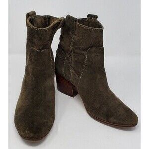 VINCE CAMUTO ARMY GREEN SUEDE ANKLE BOOTS BOOTIES WOMEN SIZE 7 UTILITY